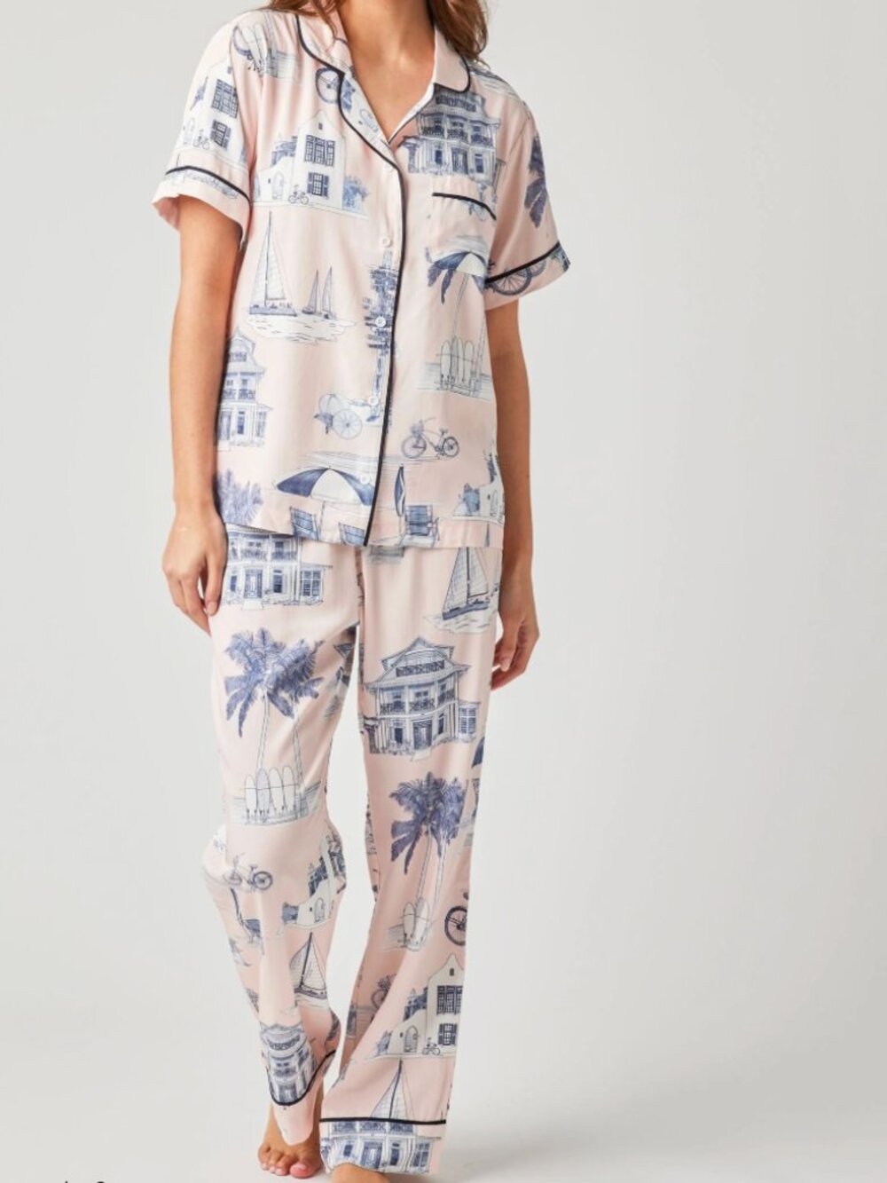 Katie Kime Florida Toile Pants Pajama Set Size Small